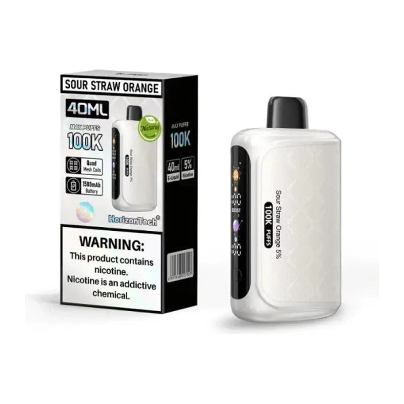 HorizonTech 100K Disposable Vape 5% 40ml SOUR STRAW ORANGE