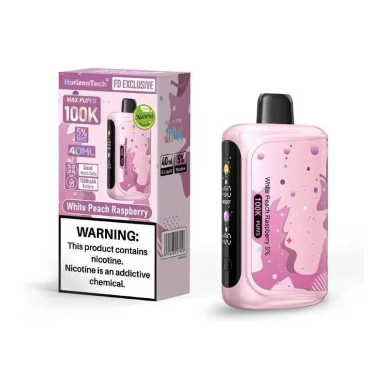 HorizonTech 100K Disposable Vape 5% 40ml WHITE PEACH RASPBERRY
