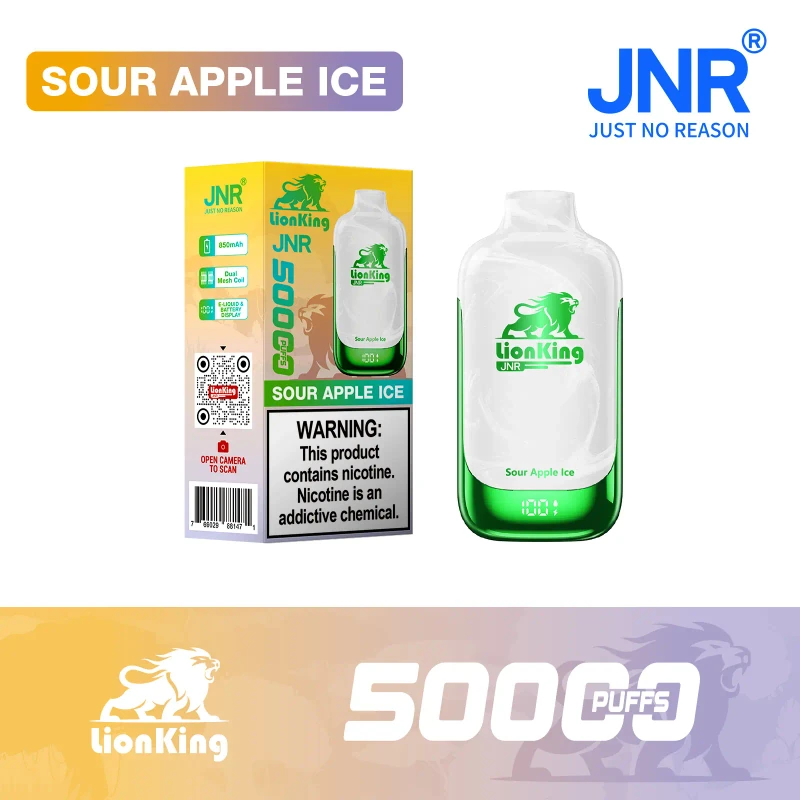 JNR Lion King 50K Disposable Vape 5% 42ml SOUR APPLE ICE