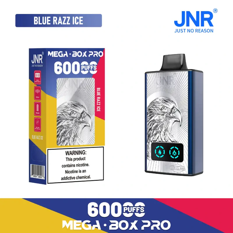 JNR Mega Box Pro 60K Disposable Vape 5% 32ml BLUE RAZZ ICE