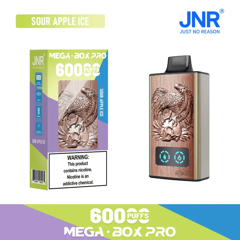JNR Mega Box Pro 60K Disposable Vape 5% 32ml SOUR APPLE ICE